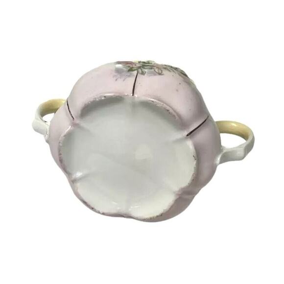 Antique RS Prussia Creamer Porcelain Two Handles Mold 506 Pink Roses C. 1890 - Picture 3 of 5